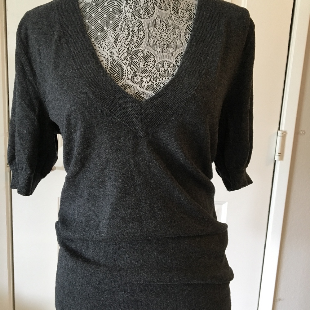 Express Dark Grey V-Neck Sweater